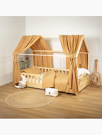 Ciel de lit cabane en gaze de coton duo 390 cm