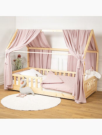 Ciel de lit cabane en gaze de coton duo 390 cm