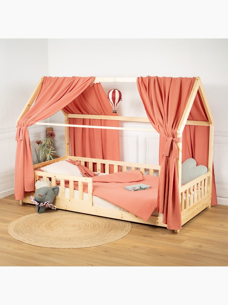 Ciel de lit cabane en gaze de coton duo 390 cm Terracotta - Kiabi