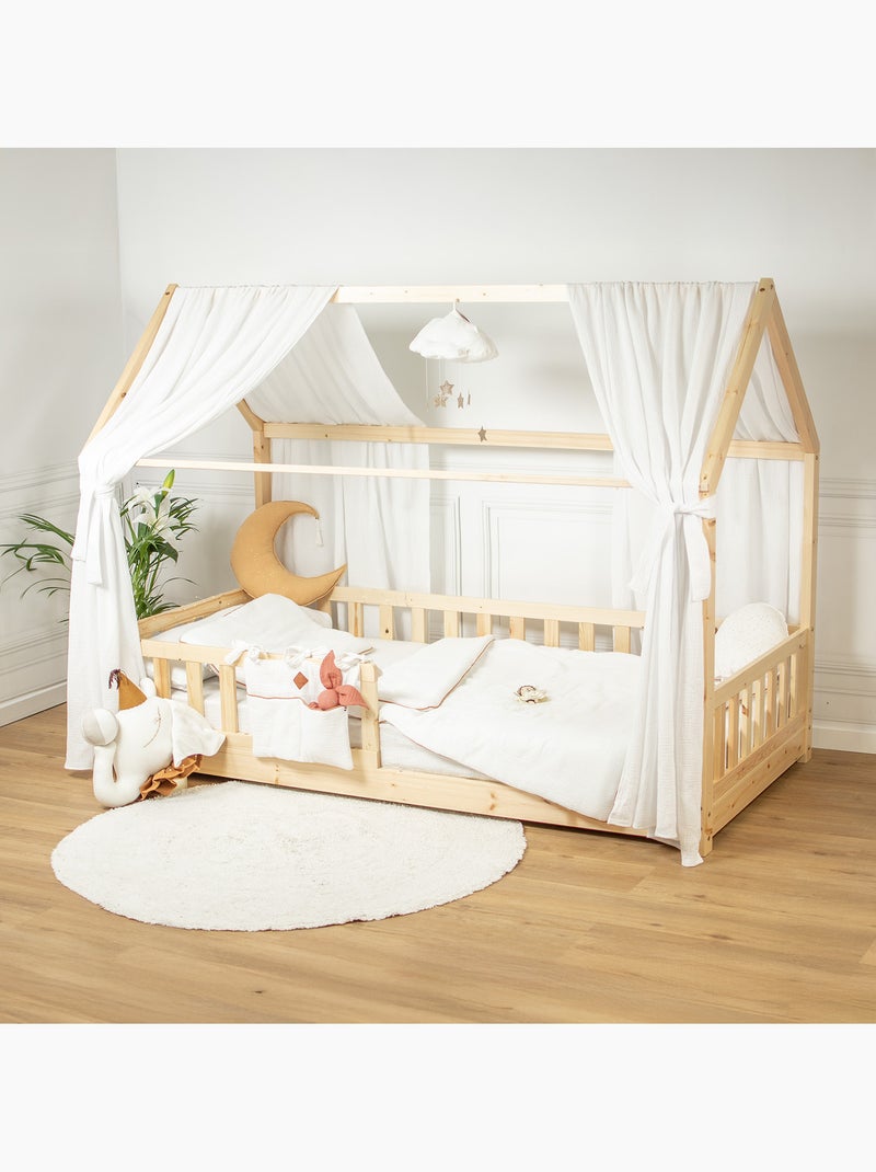 Ciel de lit cabane en gaze de coton duo 420 cm Blanc - Kiabi