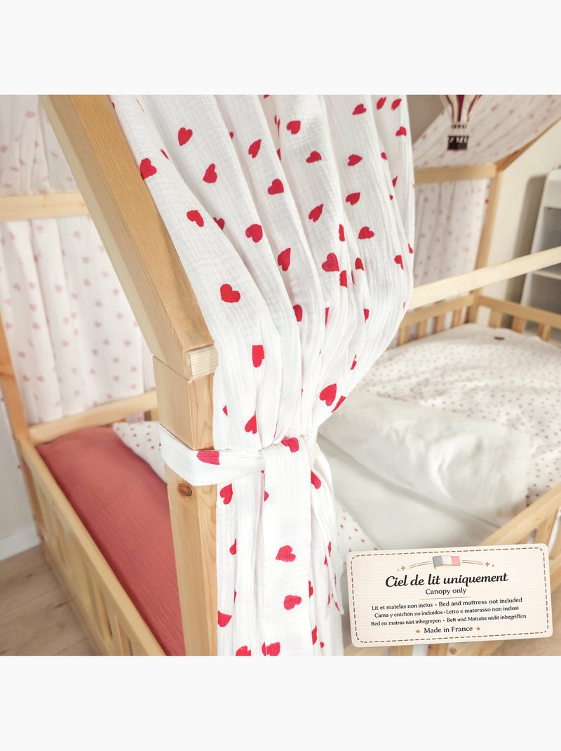 Ciel de lit cabane en gaze de coton duo 420 cm Blanc/Rouge - Kiabi