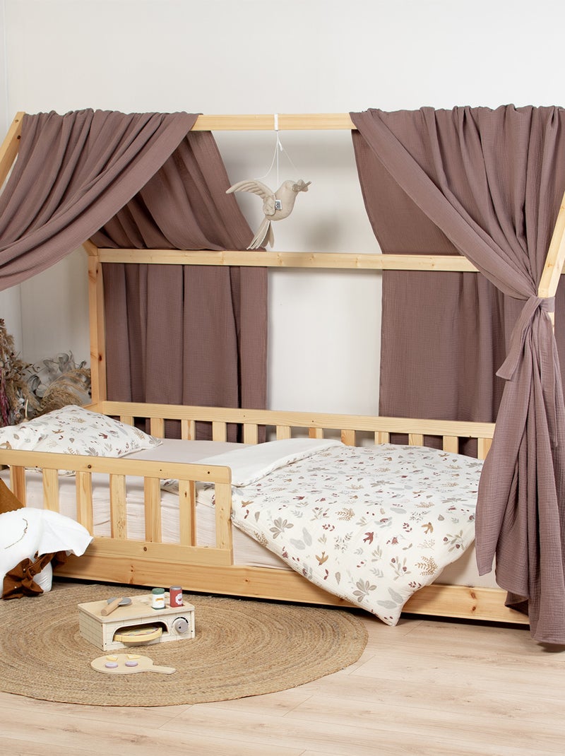 Ciel de lit cabane en gaze de coton duo 420 cm Marron chocolat - Kiabi
