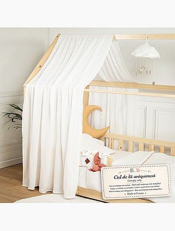 Ciel de lit cabane en gaze de coton solo 330 cm