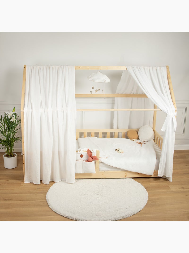 Ciel de lit cabane en gaze de coton solo 330 cm Blanc - Kiabi