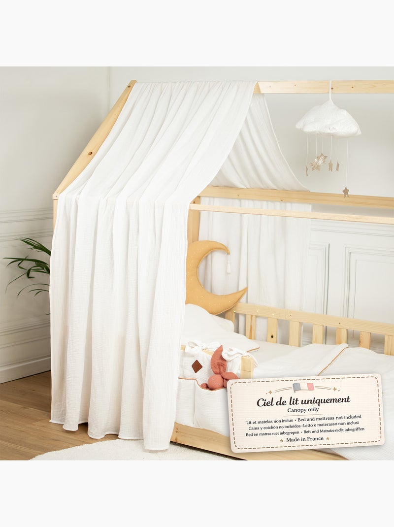 Ciel de lit cabane en gaze de coton solo 330 cm Blanc - Kiabi