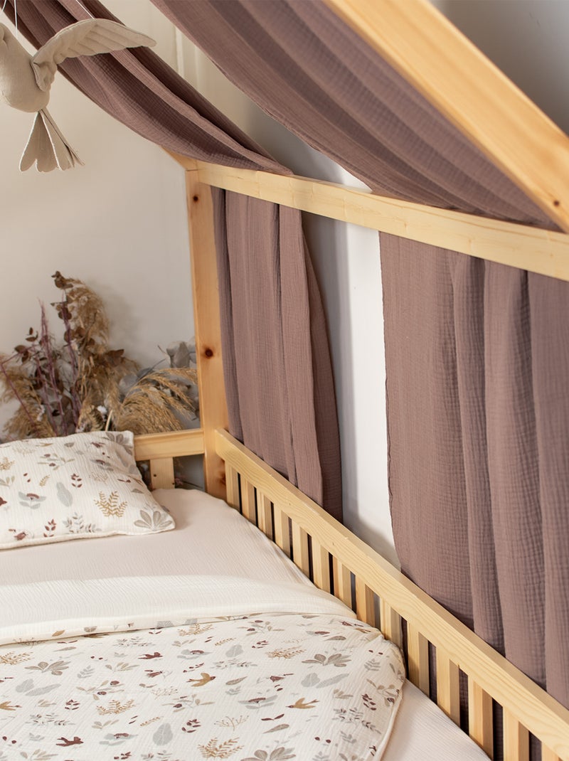 Ciel de lit cabane en gaze de coton solo 330 cm Marron chocolat - Kiabi