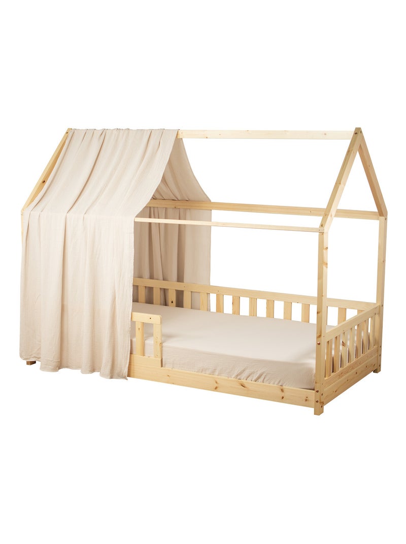 Ciel de lit cabane en gaze de coton solo 360 cm Beige - Kiabi
