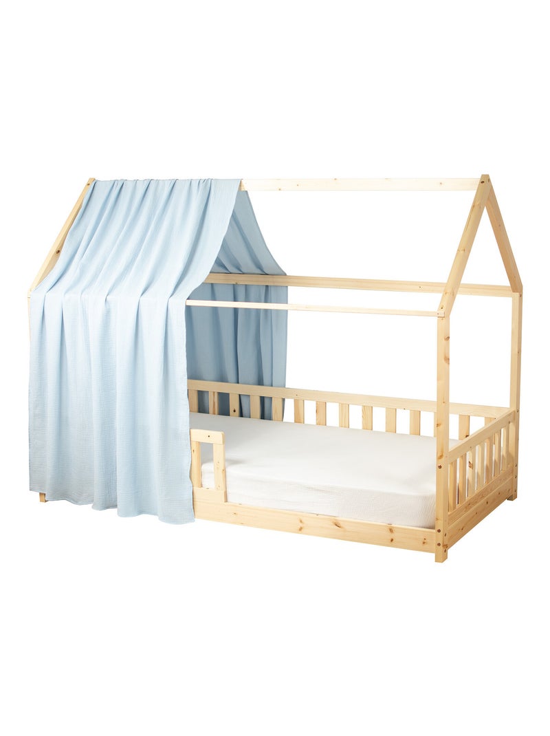 Ciel de lit cabane en gaze de coton solo 360 cm Bleu - Kiabi
