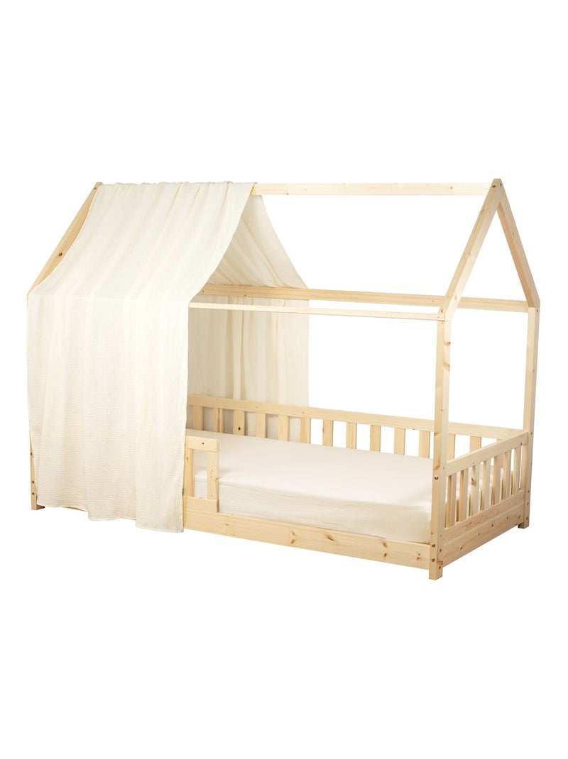 Ciel de lit cabane en gaze de coton solo 360 cm Ecru - Kiabi
