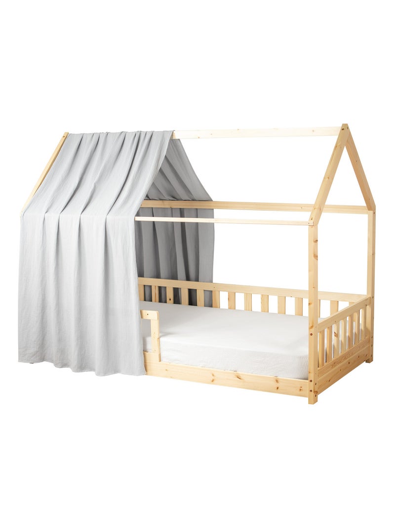 Ciel de lit cabane en gaze de coton solo 360 cm Gris - Kiabi