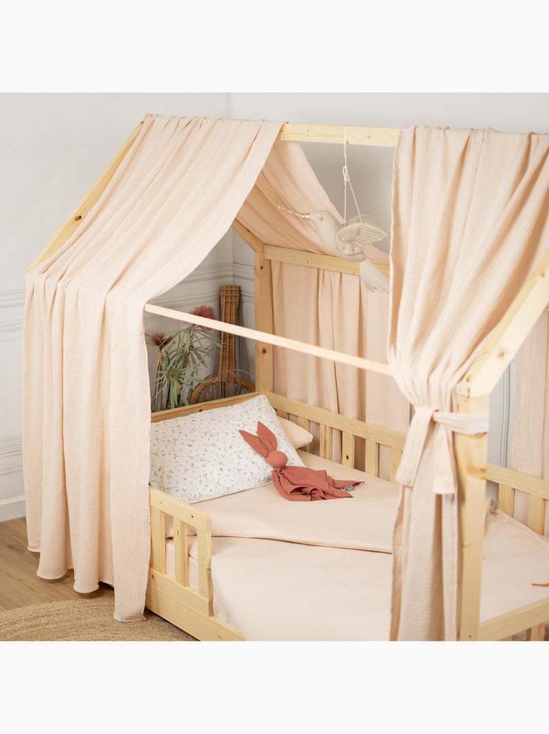 Ciel de lit cabane en gaze de coton solo 360 cm Orange clair - Kiabi