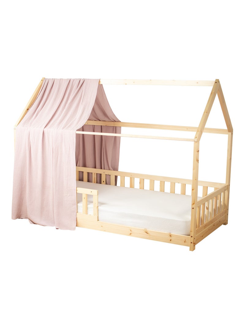 Ciel de lit cabane en gaze de coton solo 360 cm Rose - Kiabi