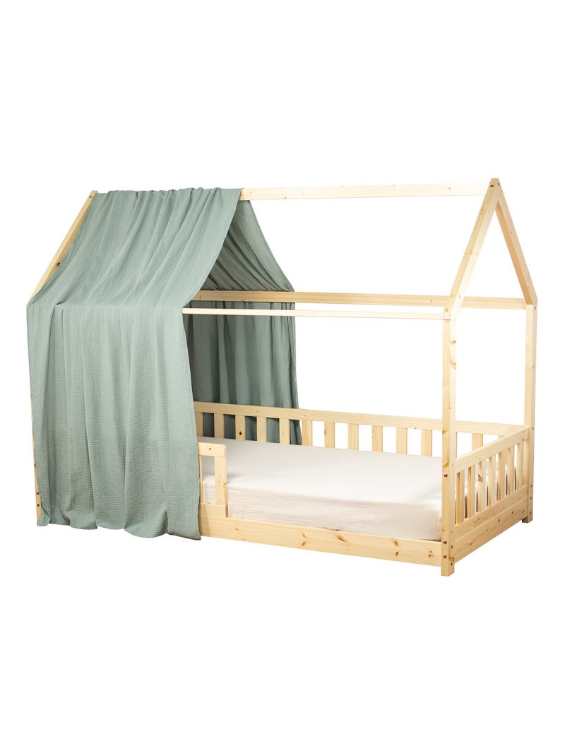 Ciel de lit cabane en gaze de coton solo 360 cm Vert d'eau - Kiabi