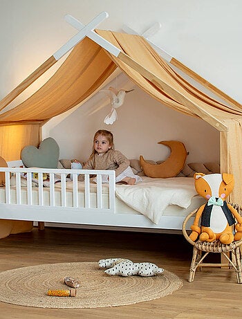 Ciel de lit cabane, toile en double gaze pois dorés SEVIRA KIDS