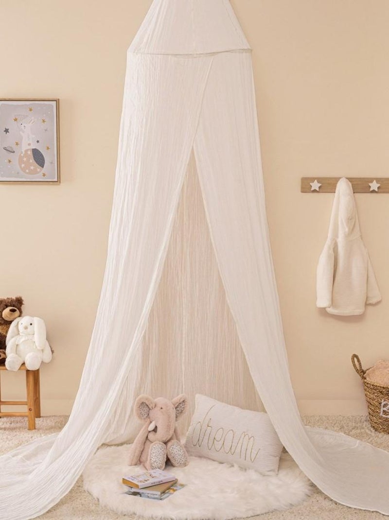 Ciel de lit double gaze de coton blanc Blanc - Kiabi