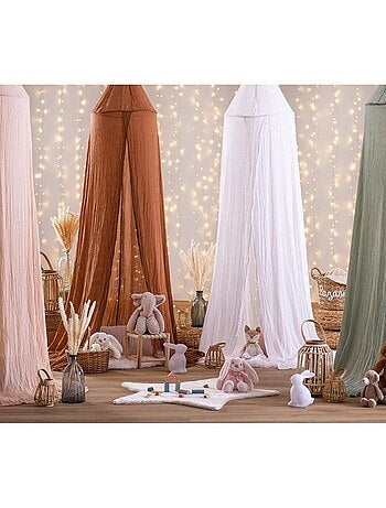 Ciel de lit double gaze de coton noisette
