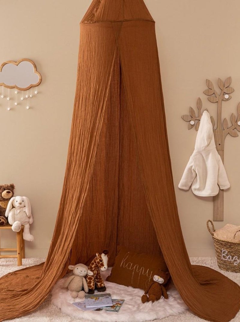 Ciel de lit double gaze de coton noisette Orange - Kiabi