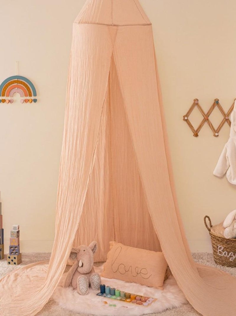 Ciel de lit double gaze de coton rose Rose - Kiabi