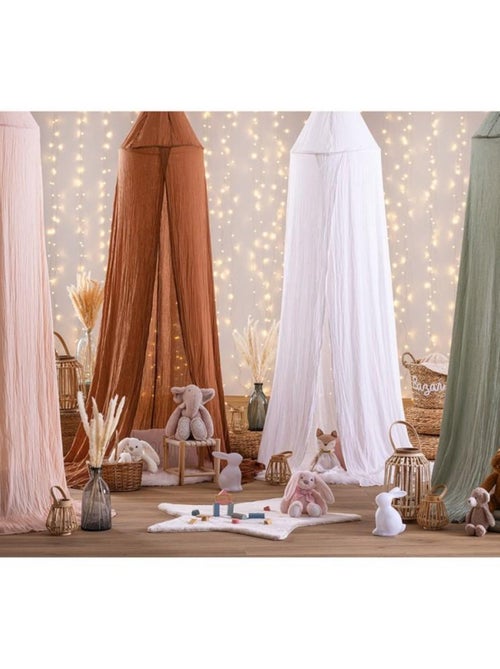 Ciel de lit double gaze de coton vert - Kiabi