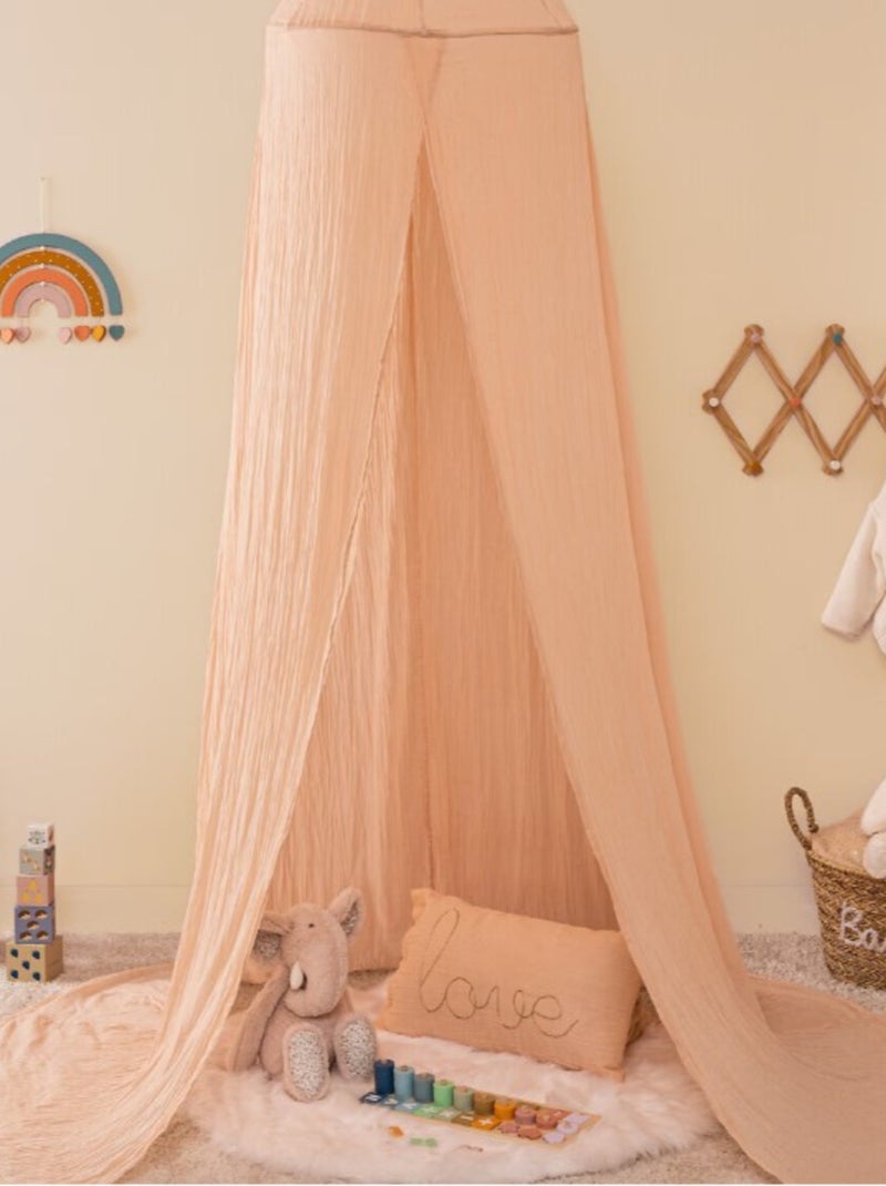 Ciel de lit en double gaze de coton Rose pastel - Kiabi