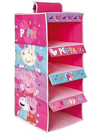 Cintre organisateur de dressing - PEPPA PIG - 4 niveaux - Rose - Pliable - 29x28x71 cm