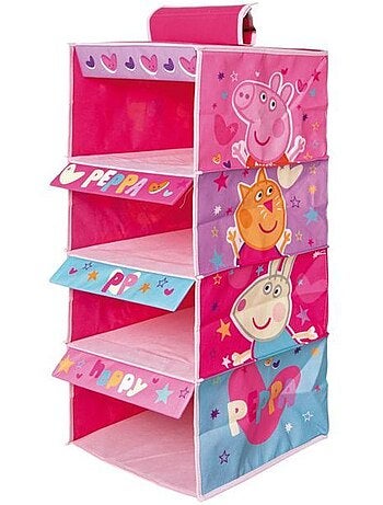 Cintre organisateur de dressing - PEPPA PIG - 4 niveaux - Rose - Pliable - 29x28x71 cm