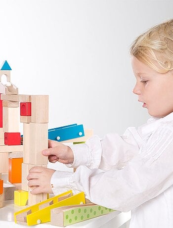 Circuit à billes 80 blocs de construction en bois + 20 billes ROBA