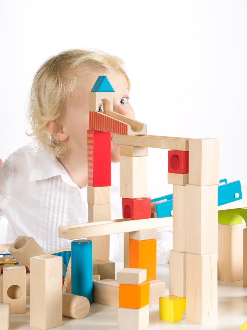 Circuit à billes 80 blocs de construction en bois + 20 billes ROBA Bleu Multicolore - Kiabi