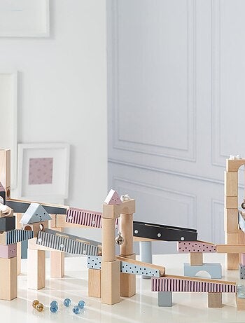 Circuit à billes 80 blocs de construction en bois + 20 billes ROBA