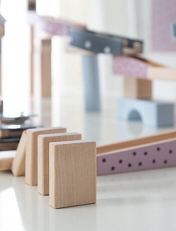 Circuit à billes 80 blocs de construction en bois + 20 billes ROBA