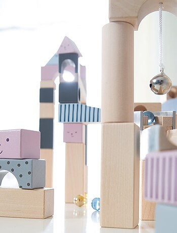 Circuit à billes 80 blocs de construction en bois + 20 billes ROBA