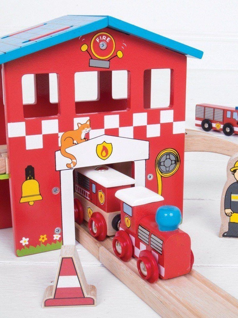 Circuit de train Caserne de pompiers Rouge - Kiabi