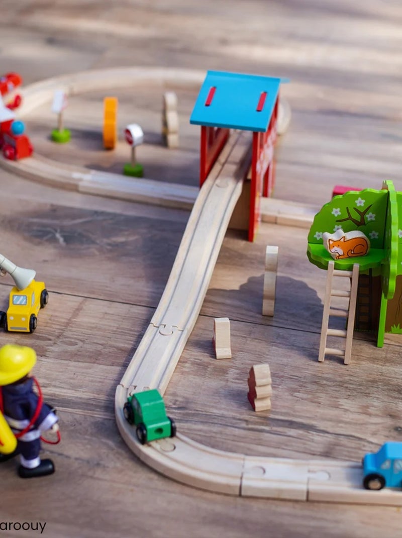 Circuit de train Caserne de pompiers Rouge - Kiabi