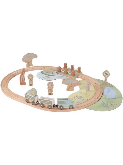 Circuit de train en bois safari friends - Kiabi