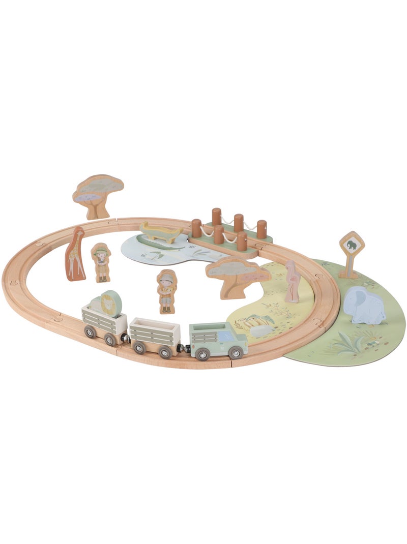 Circuit de train en bois safari friends Vert - Kiabi