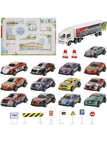 Circuit urbain avec véhicules à friction 1:87 et panneaux de signalisation speed & go
