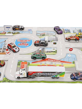 Circuit urbain avec véhicules à friction 1:87 et panneaux de signalisation speed & go