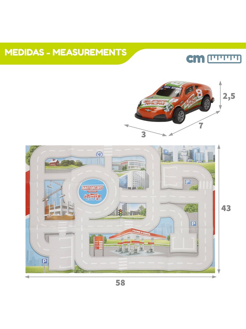 Circuit urbain avec véhicules à friction 1:87 et panneaux de signalisation speed & go N/A - Kiabi