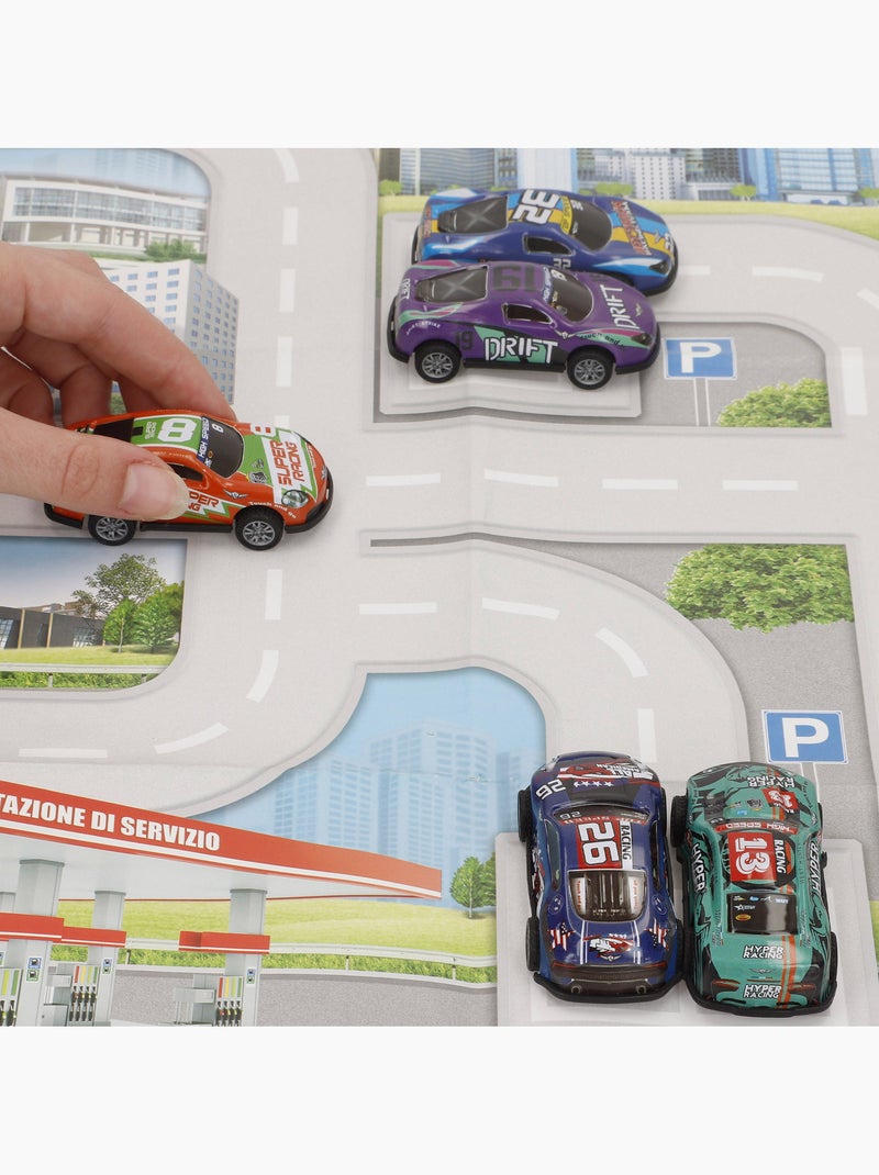 Circuit urbain avec véhicules à friction 1:87 et panneaux de signalisation speed & go N/A - Kiabi