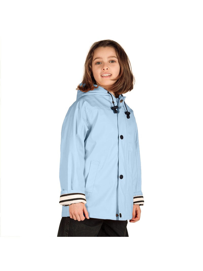 Ciré fille 'Breizh Océan' coupe droite, intérieur rayé Bleu ciel - Kiabi