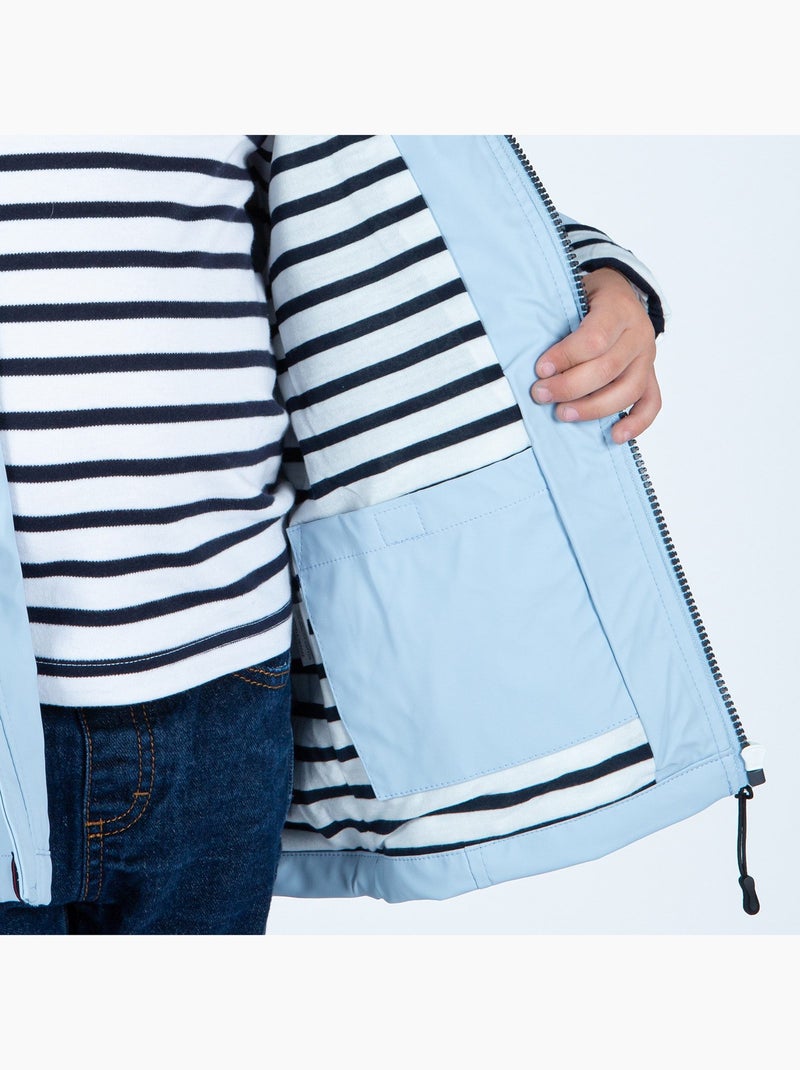 Ciré fille 'Breizh Océan' coupe droite, intérieur rayé Bleu ciel - Kiabi