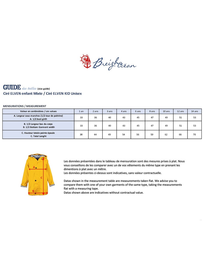 Ciré fille 'Breizh Océan' coupe droite, intérieur rayé Bleu ciel - Kiabi