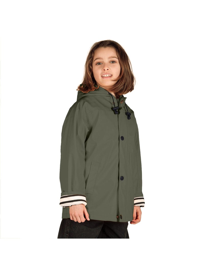 Ciré fille 'Breizh Océan' coupe droite, intérieur rayé Kaki - Kiabi