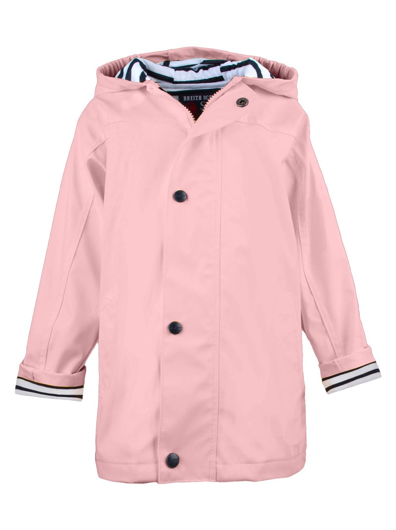 Ciré fille 'Breizh Océan' coupe droite, intérieur rayé Rose clair - Kiabi