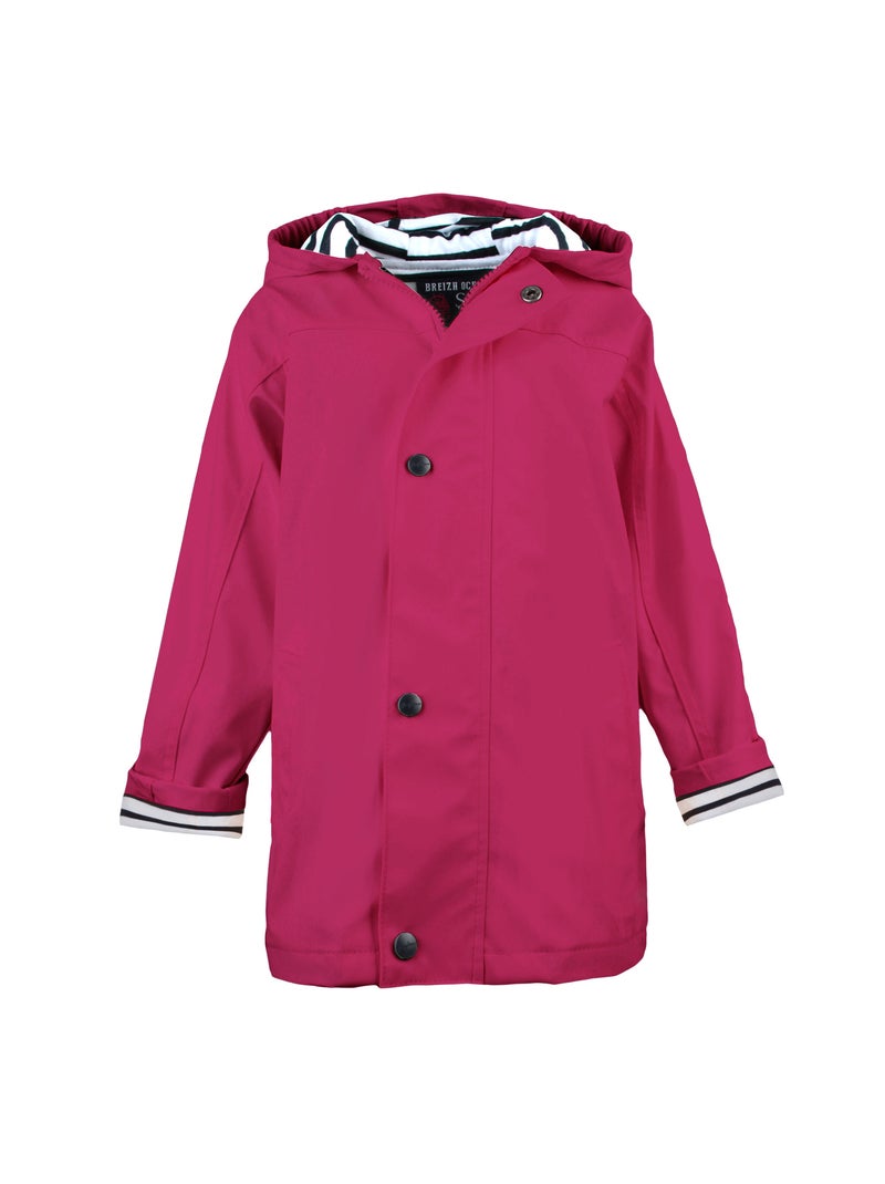 Ciré fille 'Breizh Océan' coupe droite, intérieur rayé Rose fushia - Kiabi