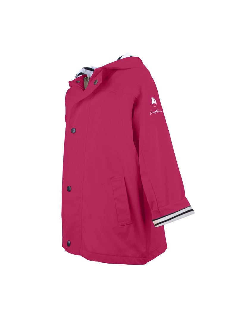 Ciré fille 'Breizh Océan' coupe droite, intérieur rayé Rose fushia - Kiabi