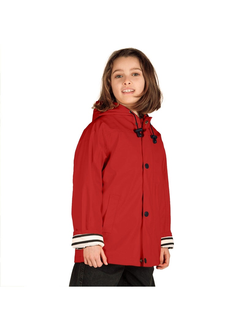 Ciré fille 'Breizh Océan' coupe droite, intérieur rayé Rouge - Kiabi