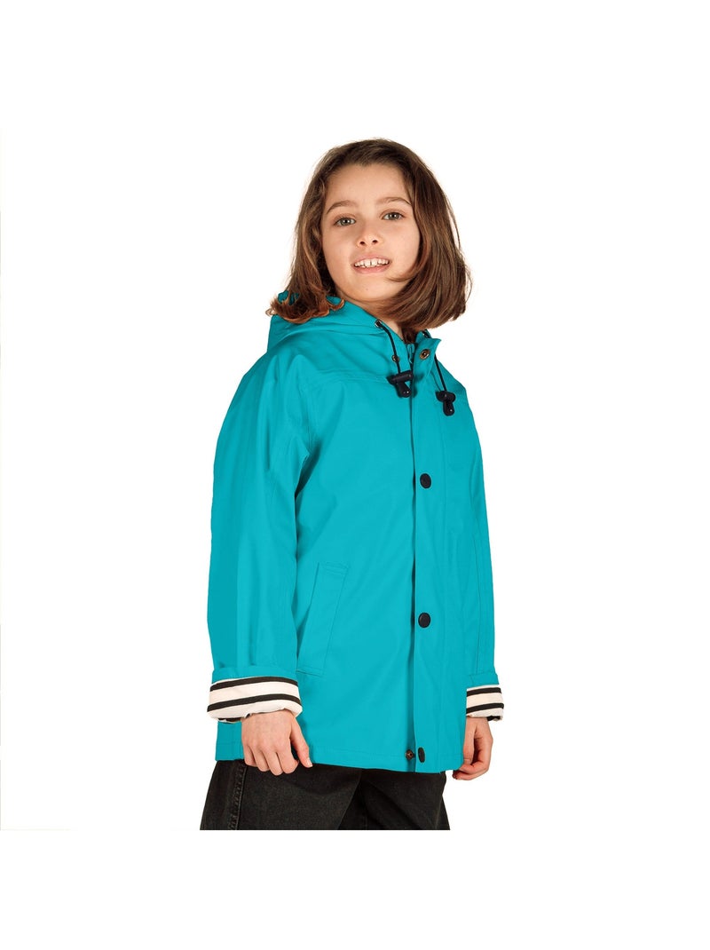 Ciré fille 'Breizh Océan' coupe droite, intérieur rayé Turquoise - Kiabi