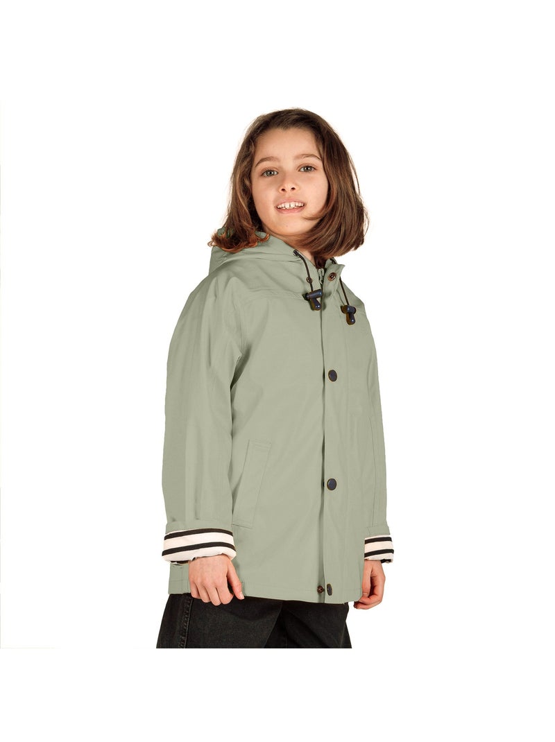 Ciré fille 'Breizh Océan' coupe droite, intérieur rayé Vert pastel - Kiabi