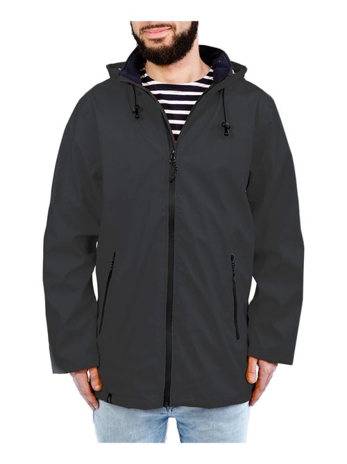 Ciré homme 'BREIZH OCEAN', Coutures et zip étanches, Doublure rayée de style marinière. - Kiabi